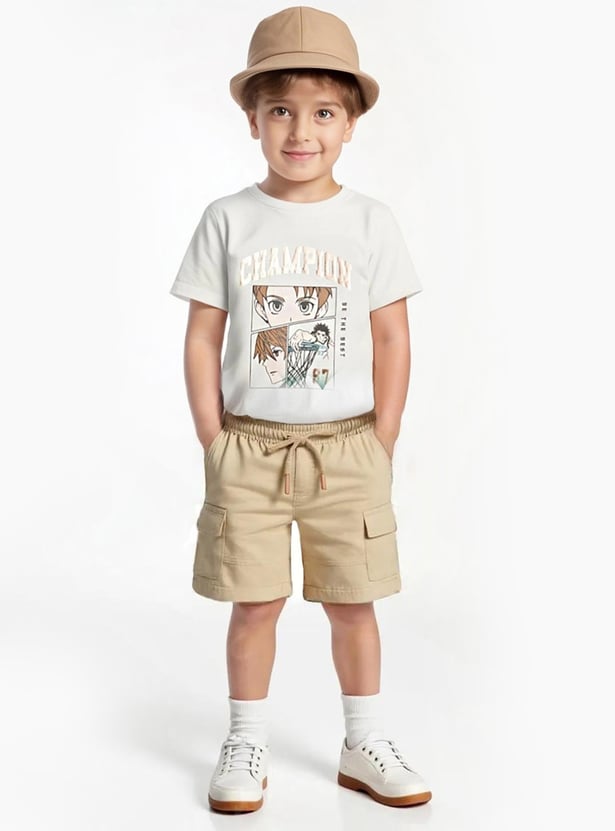 Boys Solid Cargo Shorts