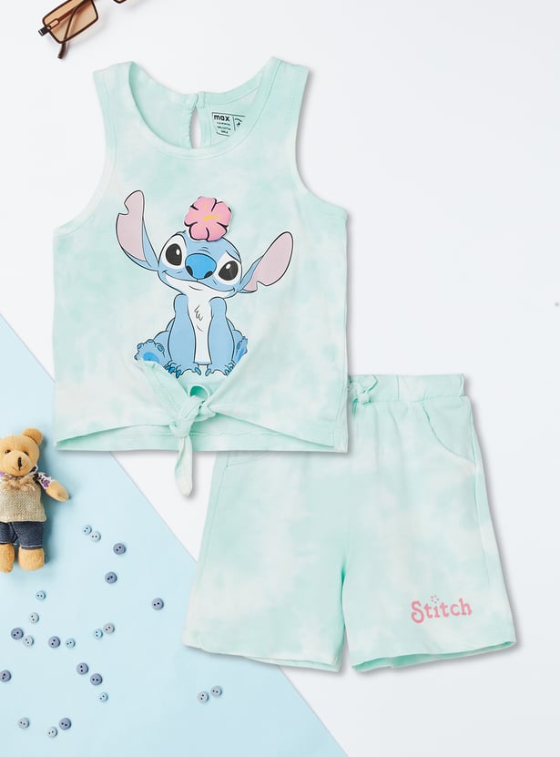 Buy Girls Lilo Stitch Print Shorts Set Online at just