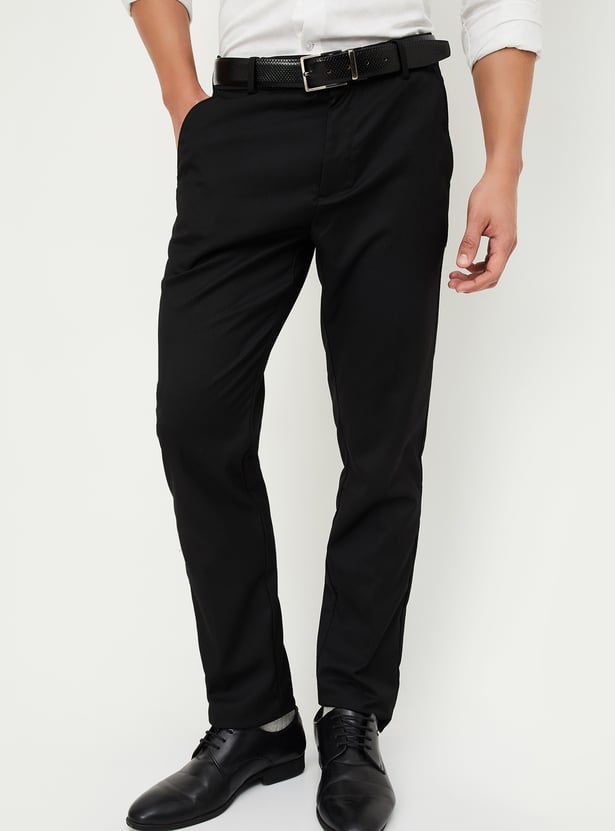 Men Solid Slim Fit Formal Trousers