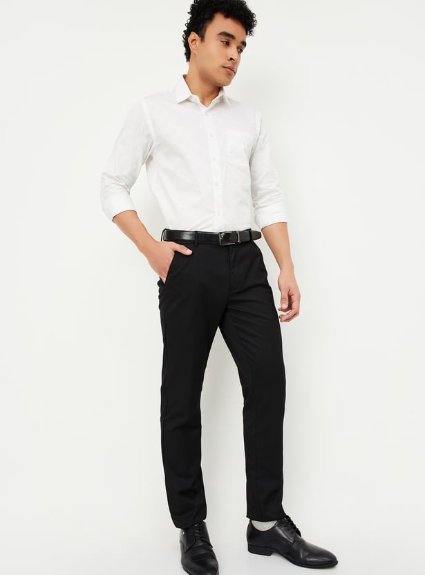 Men Solid Slim Fit Formal Trousers
