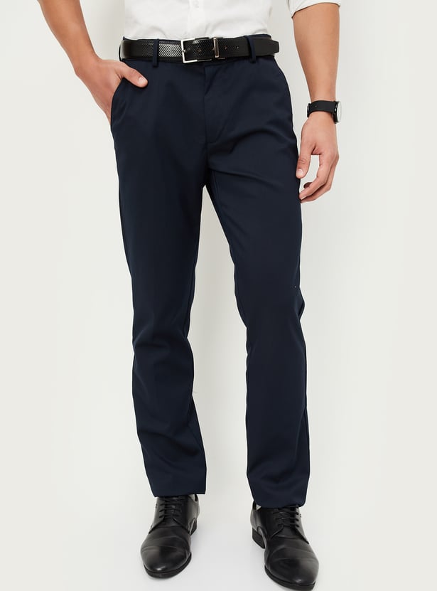 Men Solid Slim Fit Formal Trousers