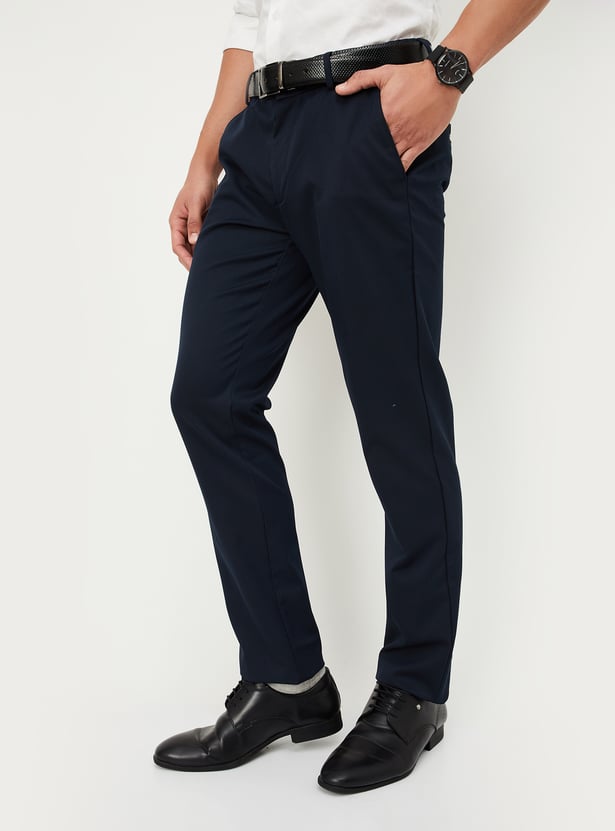 Men Solid Slim Fit Formal Trousers