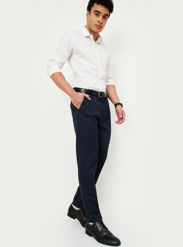 Men Solid Slim Fit Formal Trousers