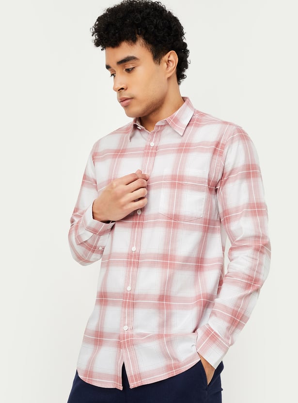 Men’s Pink Checked Slim Fit Full Sleeve Shirt – Smart Casual Style by Boer & Fitch main image 0