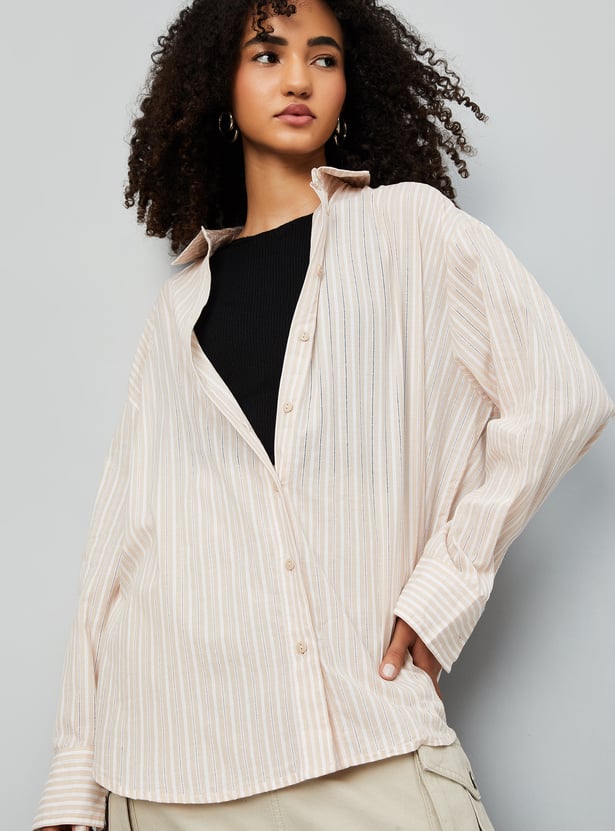 Women Striped Oversized Shirt
