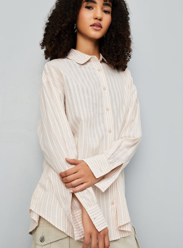 Women Striped Oversized Shirt