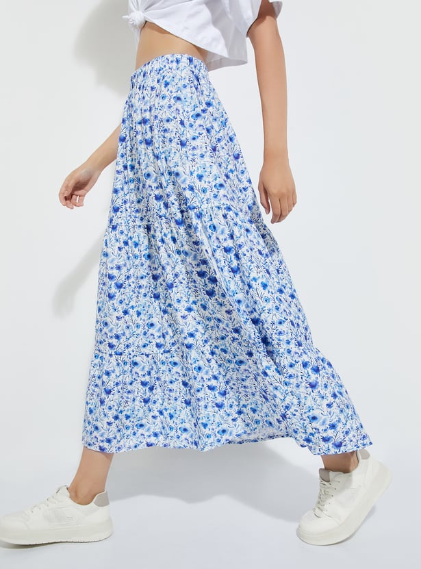 Buy ALAYA F x URB_N Women Floral Print Slit Long Skirt Online at