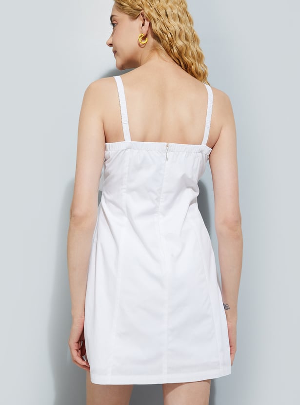 URB_N Women Schiffli Embroidered Ruffles Mini Dress