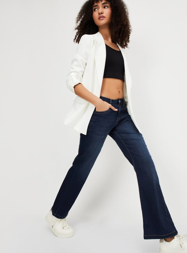 Women Washed Kick Flare Jeans