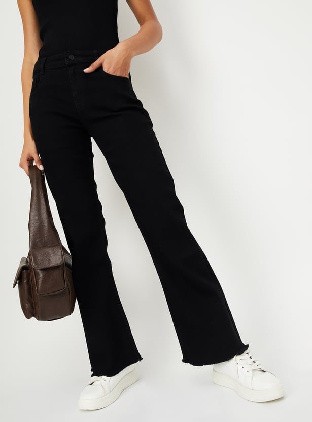 Women Solid Flared Jeans