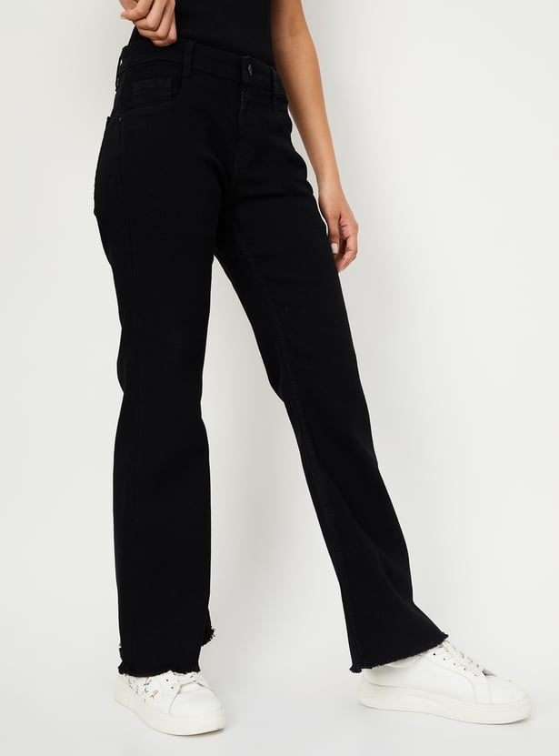 Women Solid Flared Jeans