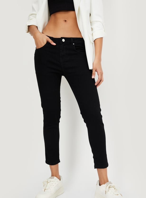 Women Solid Ankle Grazer Jeans
