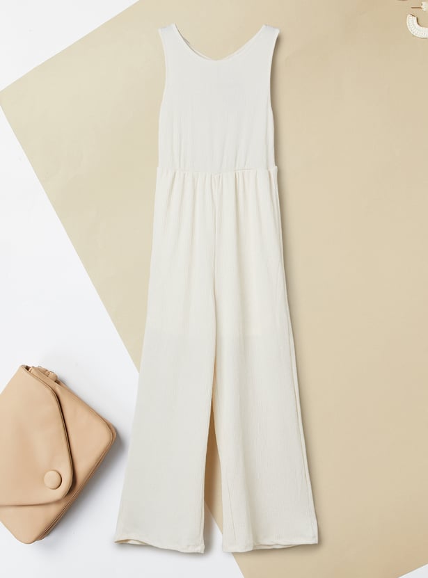 Girls Textured Jumpsuit with Top