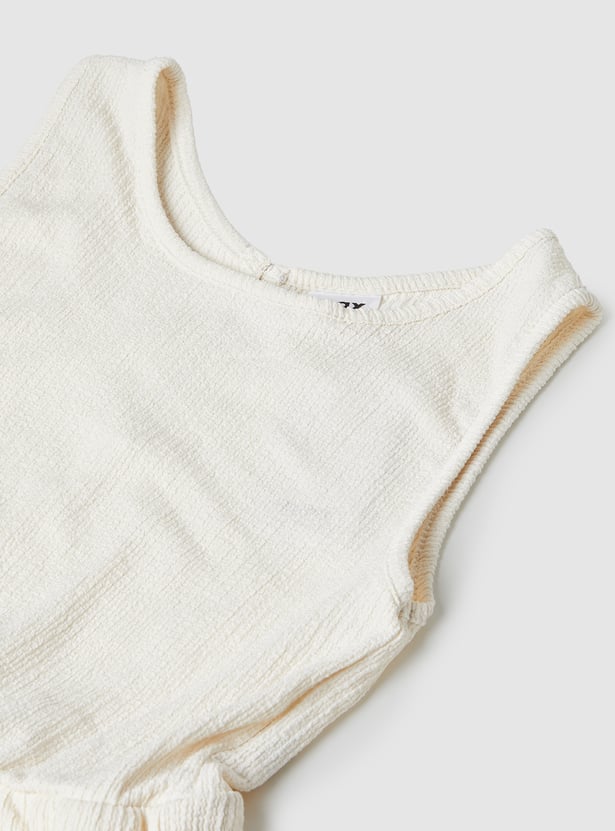 Girls Textured Jumpsuit with Top