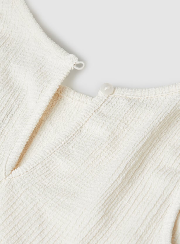 Girls Textured Jumpsuit with Top