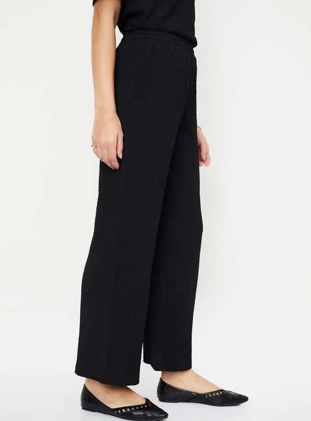 Women Textured Comfort Trousers