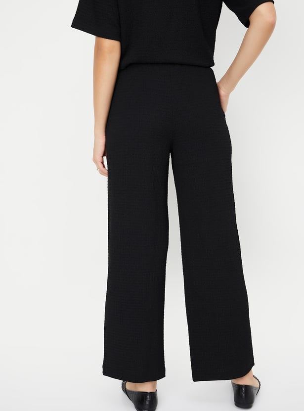 Women Textured Comfort Trousers