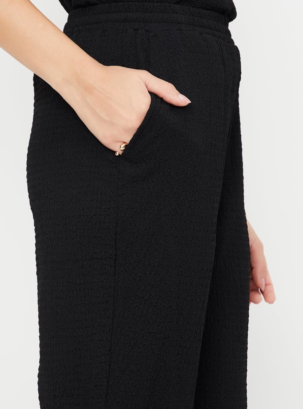 Women Textured Comfort Trousers