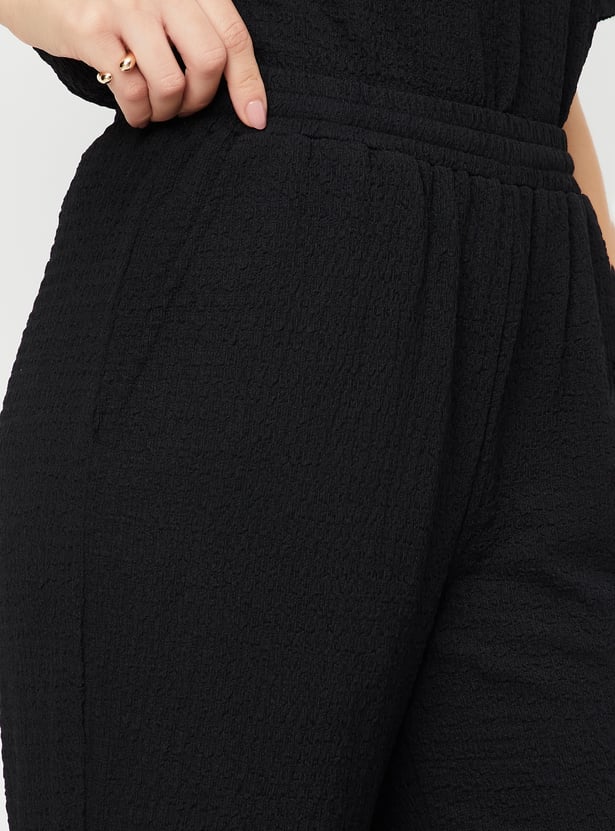 Women Textured Comfort Trousers