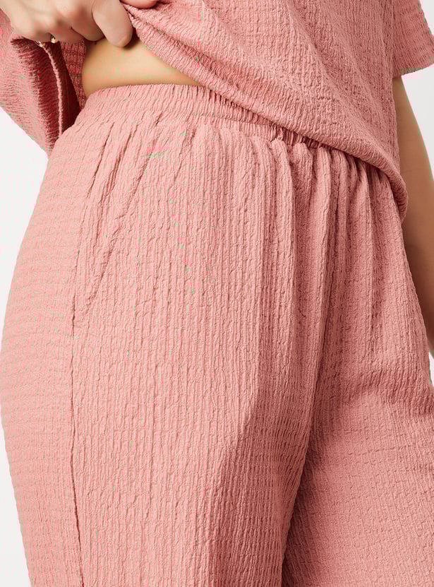 Women Textured Wide-Leg Trousers