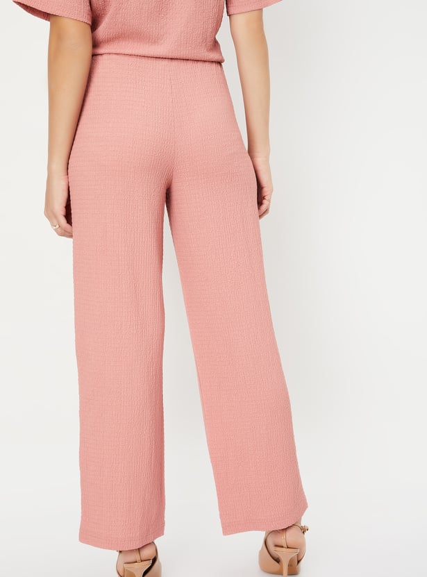 Women Textured Wide-Leg Trousers
