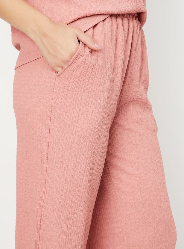 Women Textured Wide-Leg Trousers