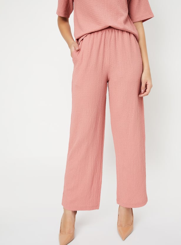 Women Textured Wide-Leg Trousers
