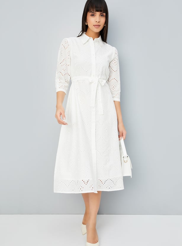 Women Schiffli Shirt Dress