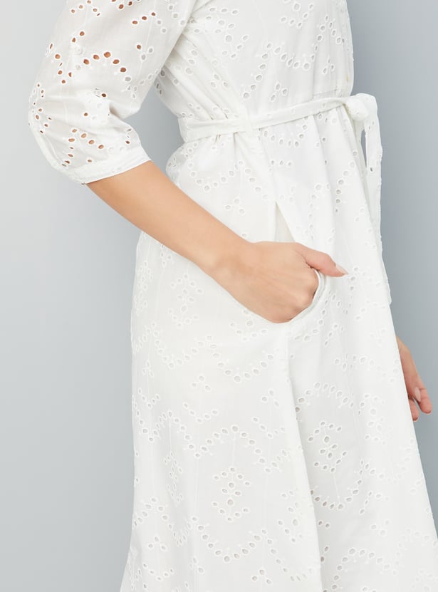 Women Schiffli Shirt Dress