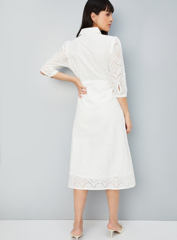 Women Schiffli Shirt Dress