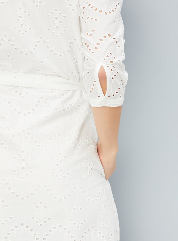 Women Schiffli Shirt Dress