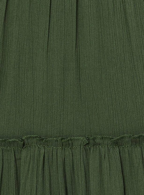 Women Textured Tiered Long Skirt