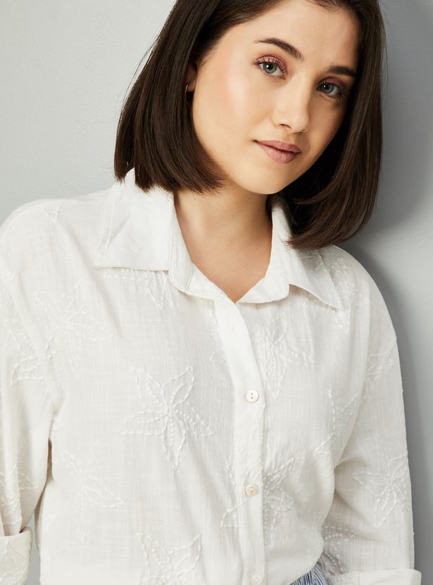 Women Embroidered Oversized Shirt