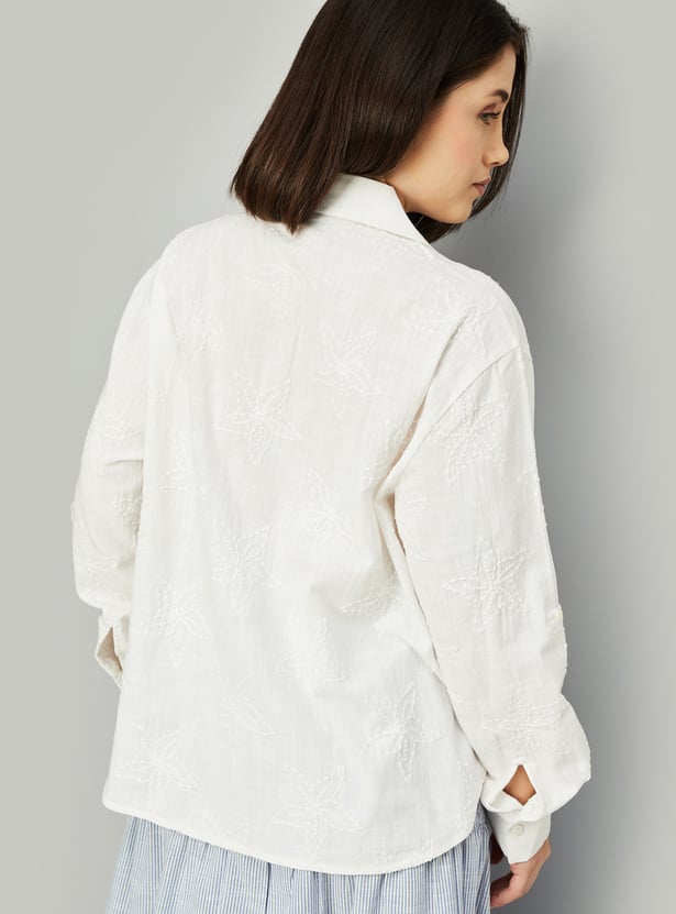 Women Embroidered Oversized Shirt