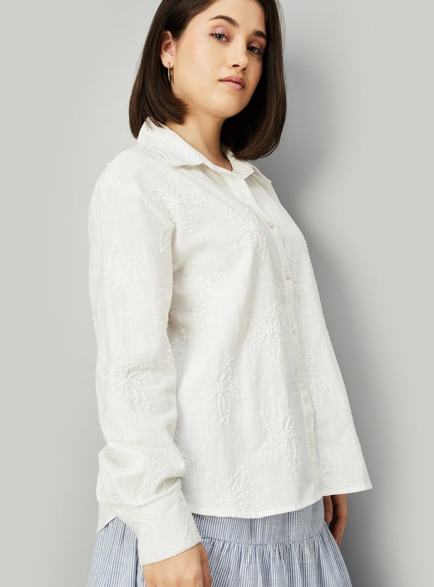 Women Embroidered Oversized Shirt