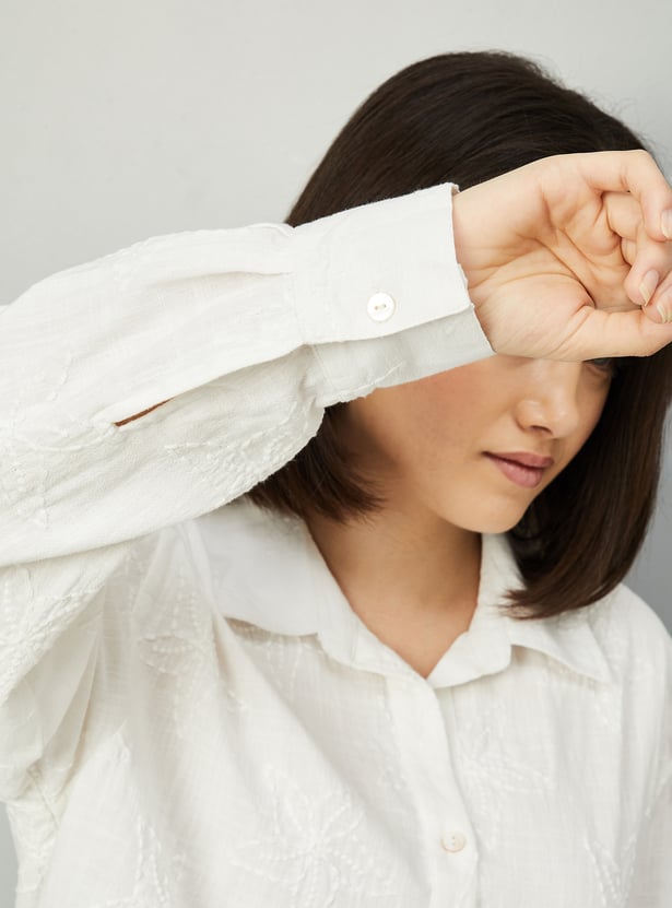 Women Embroidered Oversized Shirt