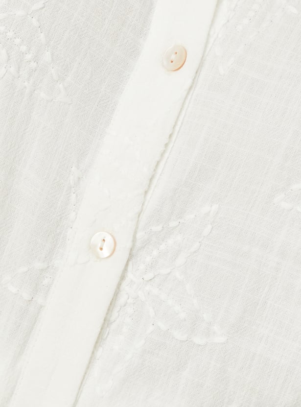 Women Embroidered Oversized Shirt