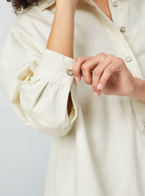 Buy Women Solid Oversized Shirt Online at just Rs. 999.0