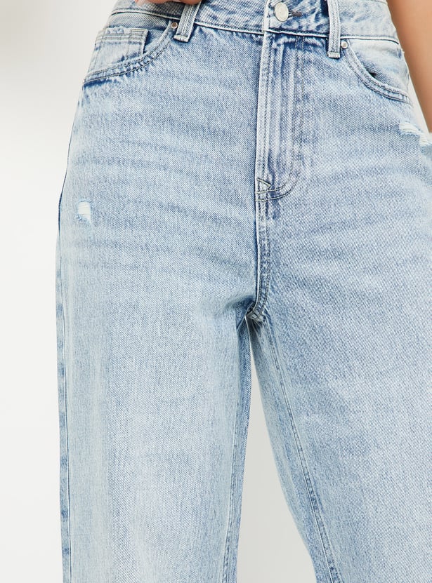 Women Washed Wide Leg Jeans