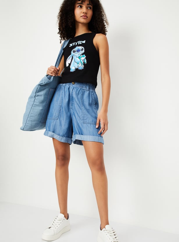 Women Washed Denim Shorts