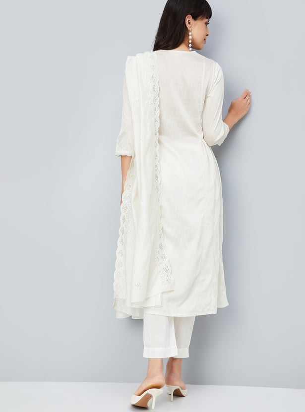 Women's Solid White Straight Kurta Set