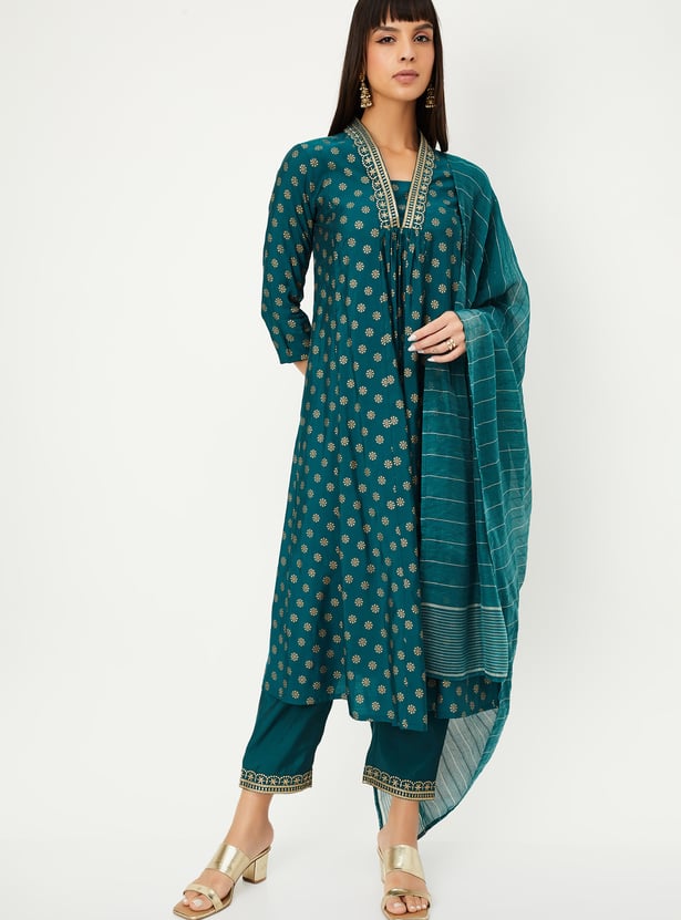 Women Embroidered A-line Kurta Set