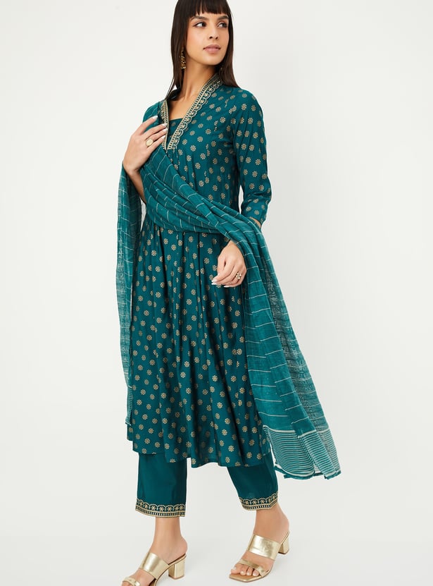 Women Embroidered A-line Kurta Set