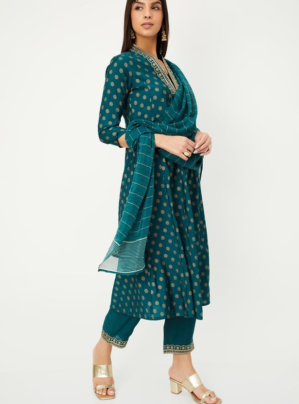 Women Embroidered A-line Kurta Set