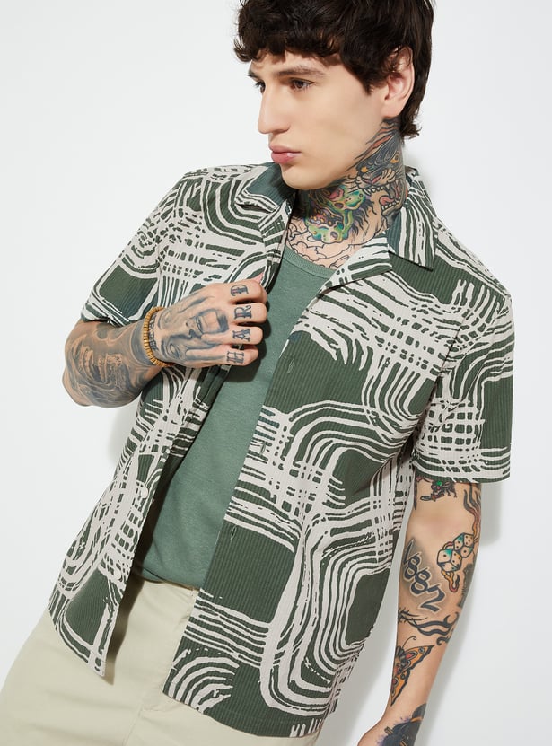 Men Tropical Print Regular Fit Resort Shirt