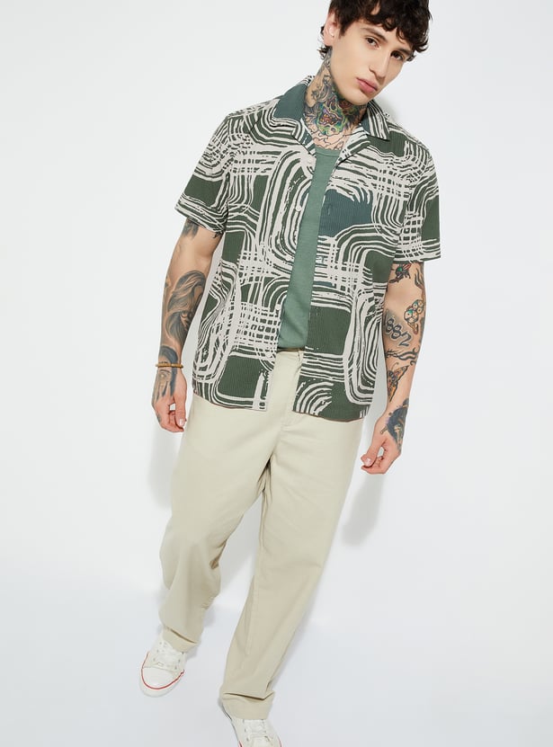 Men Tropical Print Regular Fit Resort Shirt