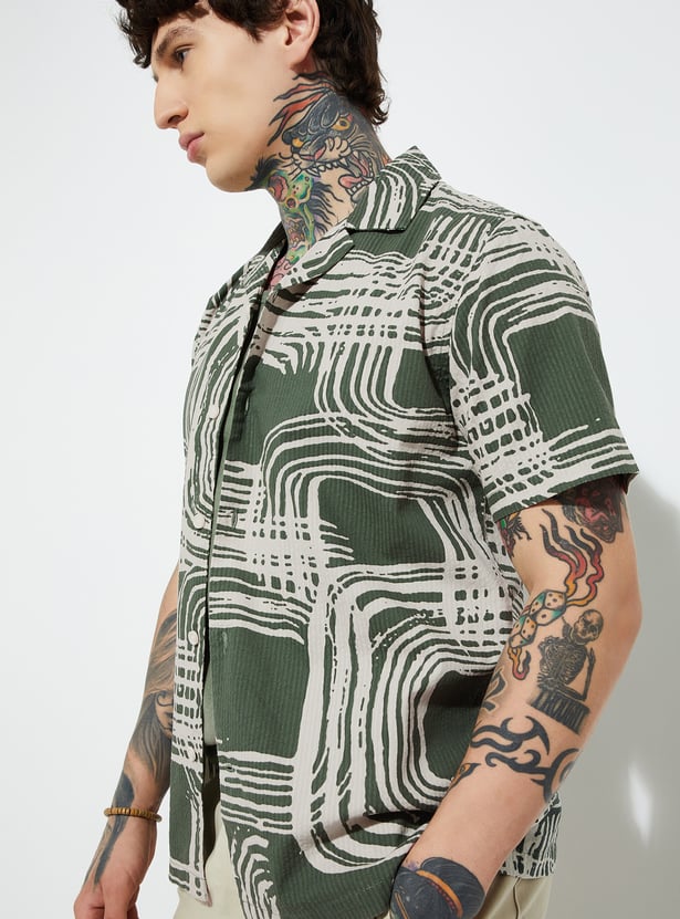 Men Tropical Print Regular Fit Resort Shirt