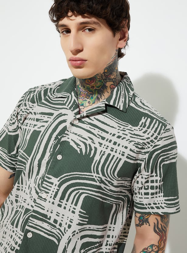 Men Tropical Print Regular Fit Resort Shirt