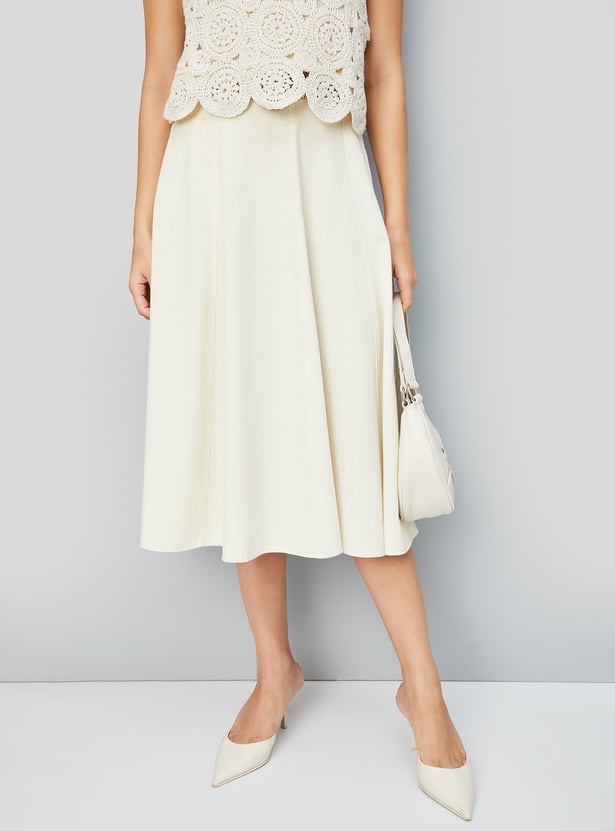 Buy Women Solid A-line Belted skirt Online at just Rs