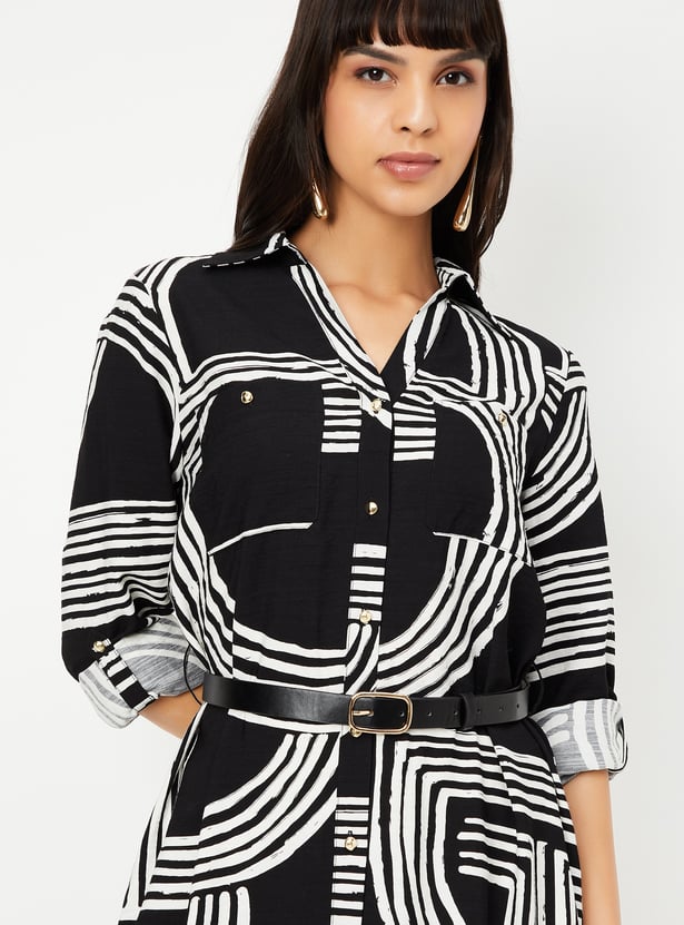 Kalki x Max Women Printed Belted Shirt Dress